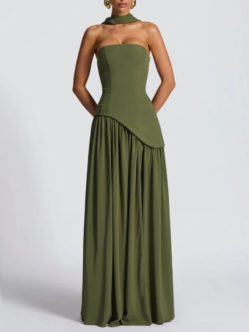 Babyboo Fashion Maliyah Maxi Dress NWT Khaki Corset Wedding Guest Formal M - Picture 5 of 16